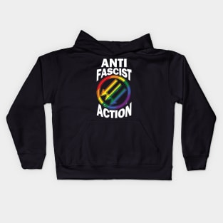 Pround LGBT Anti Fascist Action Gift Antifa Logo Kids Hoodie